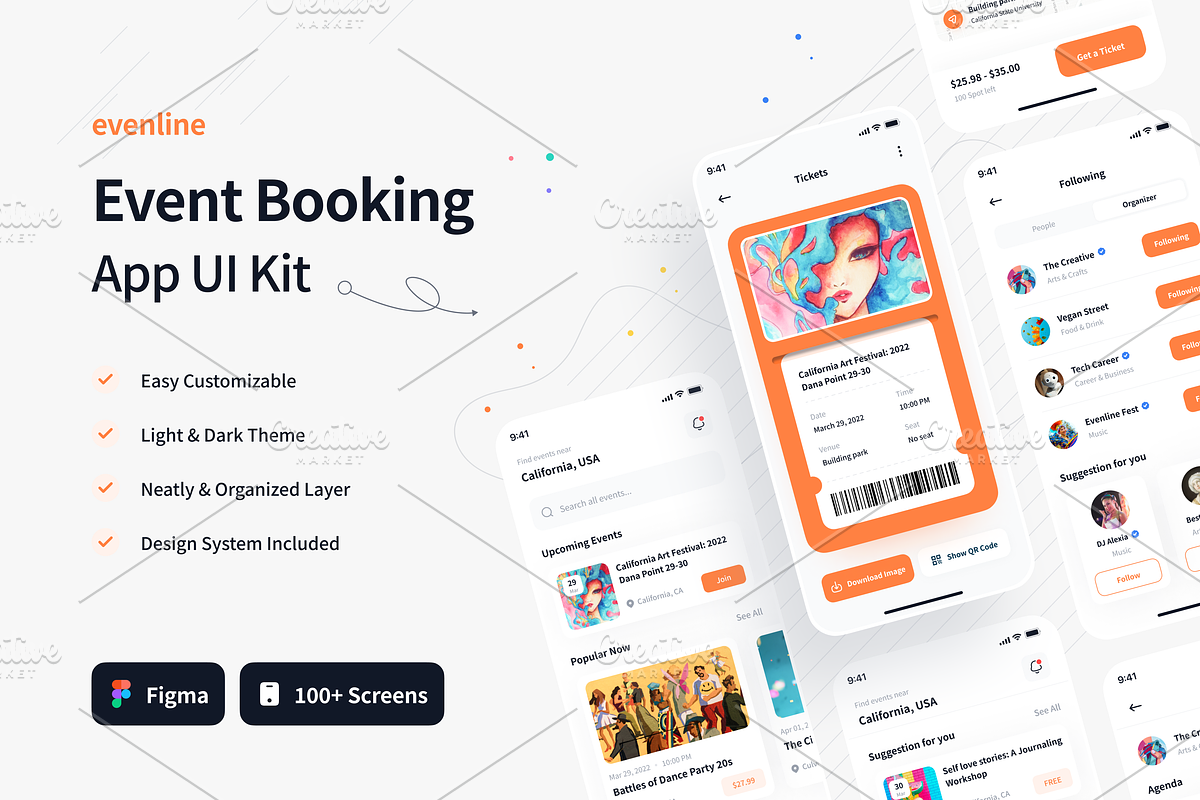 Evenline - Event Booking App UI Kit, an UI Kit Template by Unpixel Design (Photo 1 of 6)