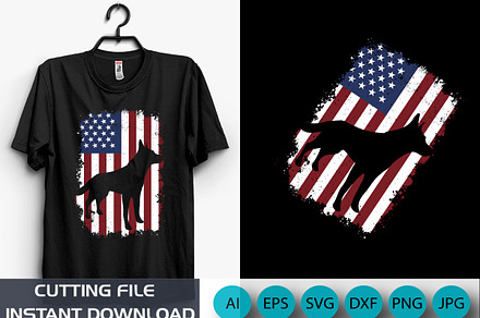 German Shepherd American Flag shirt