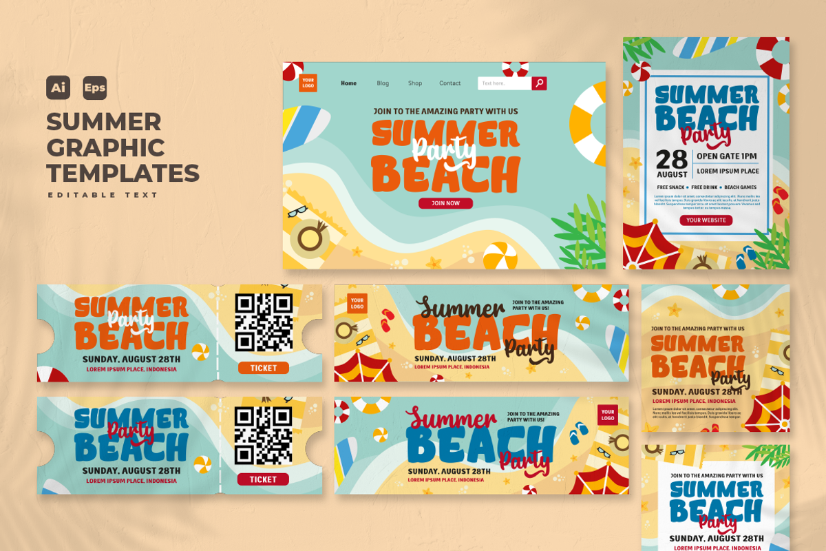 Summer Set Graphic Design V34, a Poster Template by twinstd (Photo 1 of 6)
