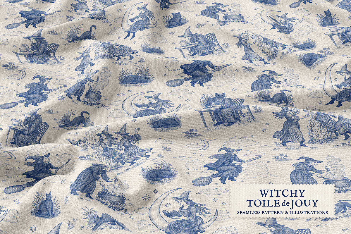 Witchy Toile de Jouy Pattern, a Pattern Graphic by Dina Mae (Photo 11 of 11)
