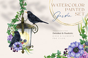 Garden Birds Watercolor Painted Set, an Animal Illustration by AnitaPol (Thumbnail 5 of 21)