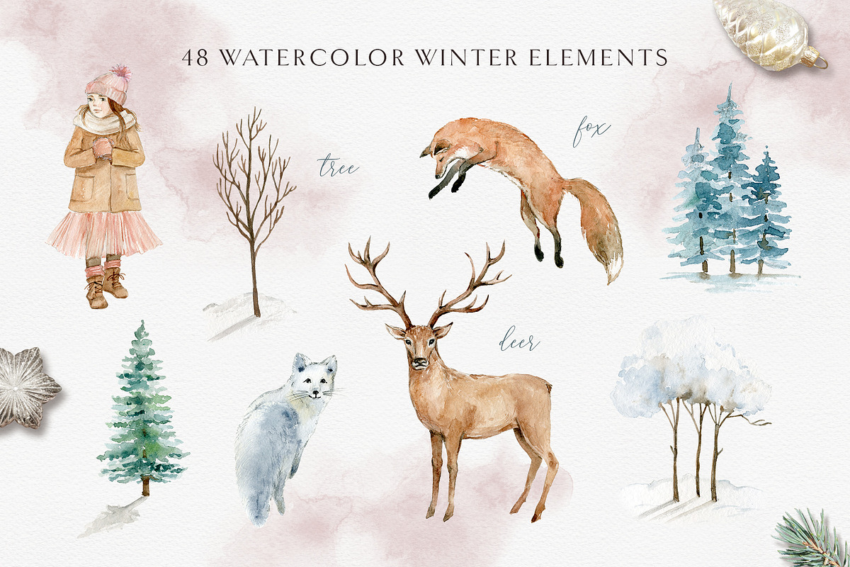 Snow stories - watercolor collection, an Animal Illustration by long summer (Photo 7 of 17)
