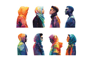 Mosaic of diverse profiles in low, an Object Illustration by Onyx