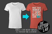 Women's T-Shirt Mockup Templates, a Shirt Mockup by TheVectorLab (Thumbnail 1 of 4)