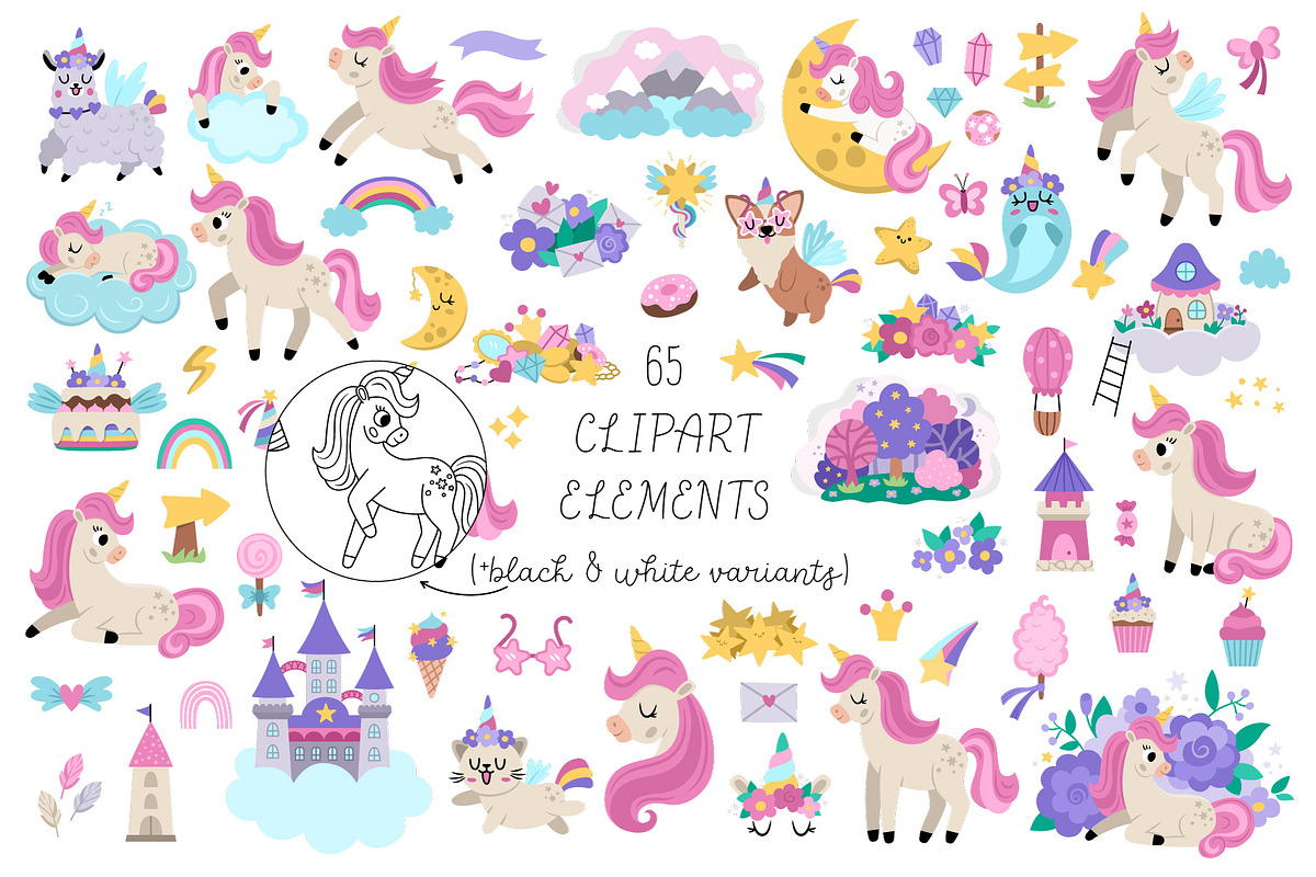 Unicorn fantasy clipart and designs, an Animal Illustration by Lexi Claus (Photo 2 of 9)