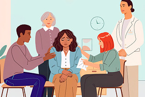 Emotional moment during group therapy session, a Photo by DanFLCreativo