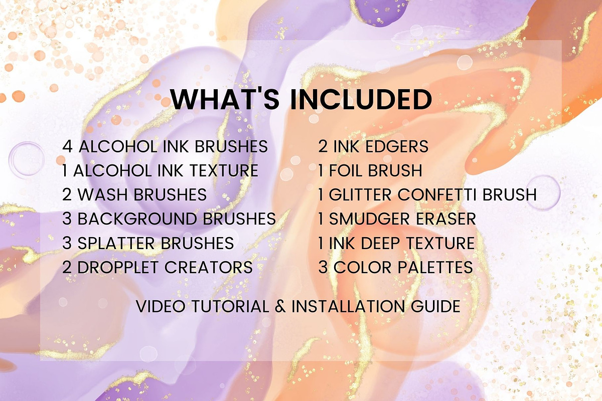 Realistic Alcohol Ink Brushes, a Brush Add-On by Angela Roze (Photo 3 of 7)