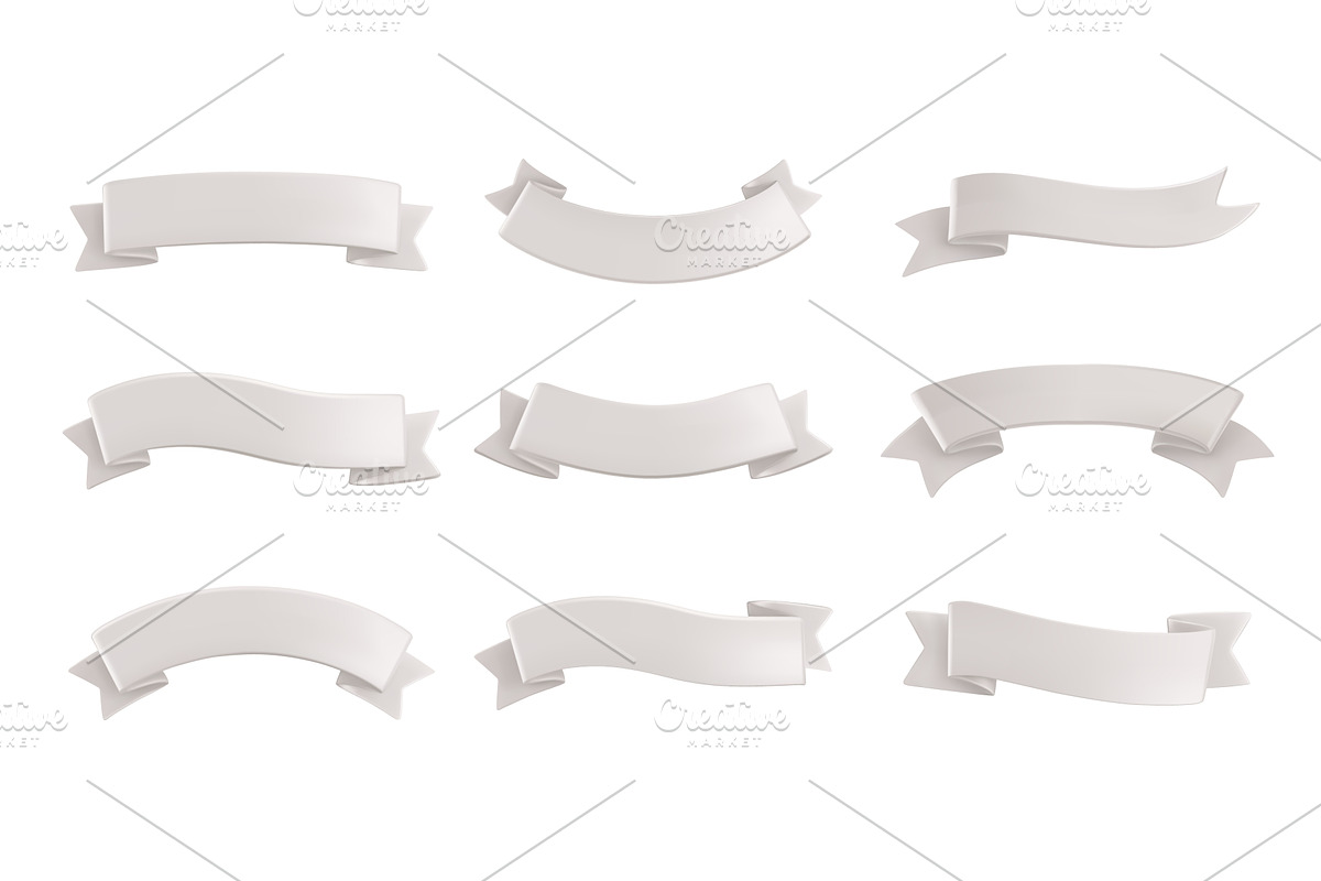 Curved ribbon 3D banner. Blank, an Object Illustration by winwin.art