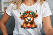 Cute Christmas Highland Cow PNG, an Illustration by Sublimation Artist (Thumbnail 4 of 9)