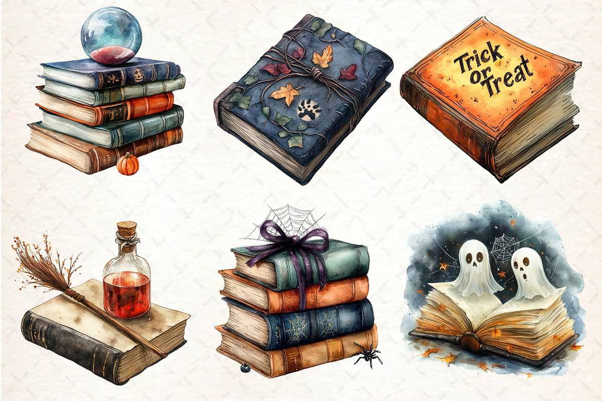 Halloween Books Clipart PNG, an Illustration by Dream Creation (Photo 3 of 7)