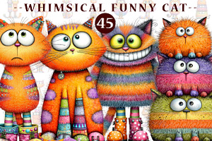 Whimsical Funny Cat, an Illustration by CreationArt