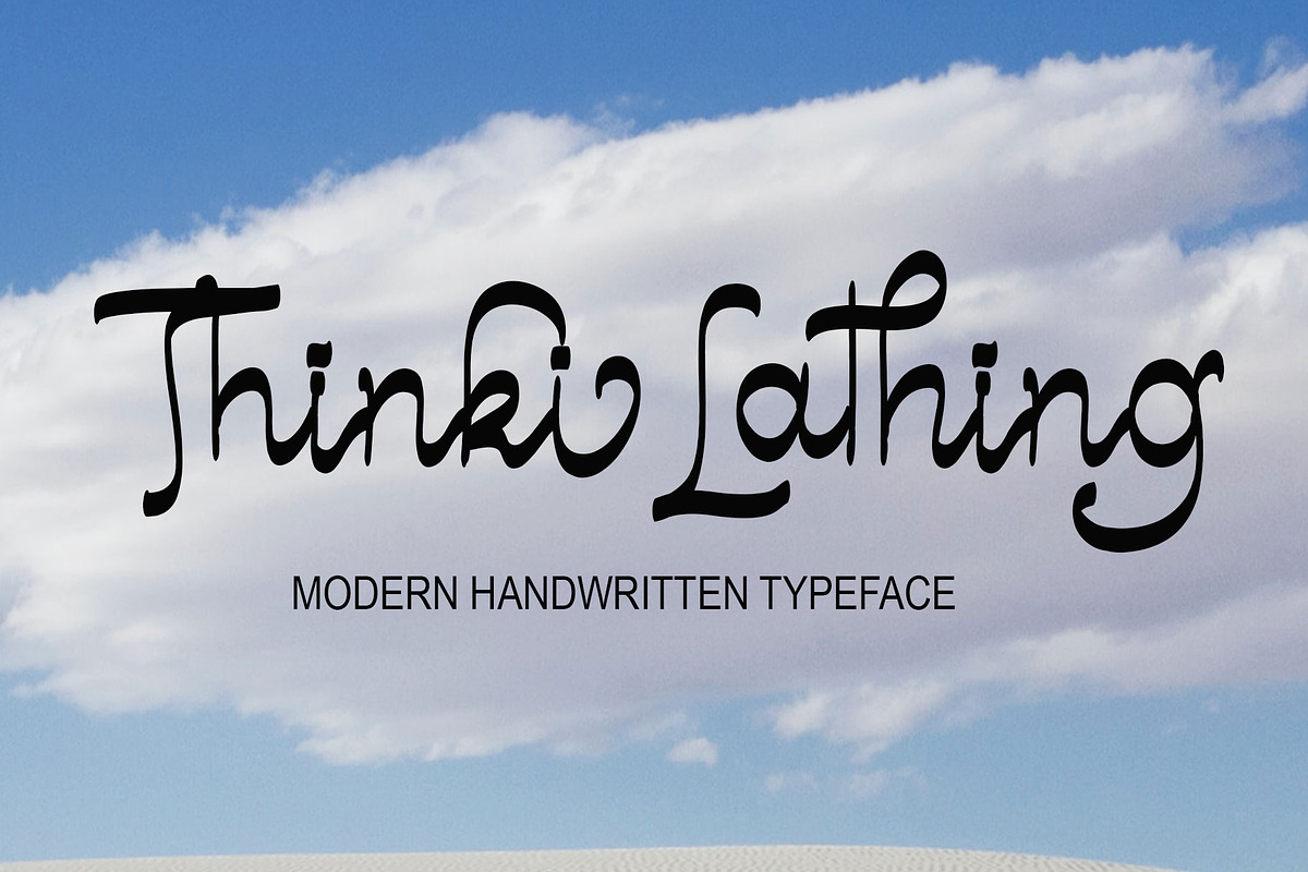 Thinki Lathing, a Script Font by Canden Meutuah (Photo 1 of 7)