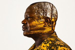 Double exposure of black African mil, a Photo by Dvoevnore photos