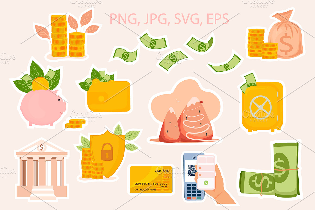 Financial Planner money, stickers, a Finance Illustration by MariiaVasilenko (Photo 1 of 13)