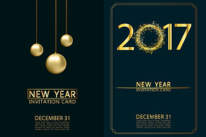 New Year invitation cards. Vector.