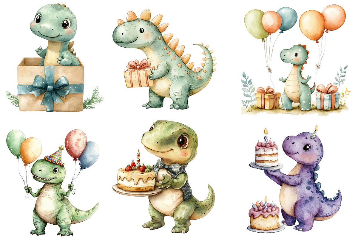 Birthday  Dinosaur Clipart, an Illustration by Designworld (Photo 3 of 5)