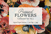 Pressed Flowers Digital Papers #1, a Pattern Graphic by Happy Creators Co. (Thumbnail 1 of 7)