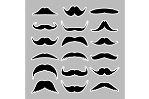 Mustache collection in different, an Illustration by 32pixels