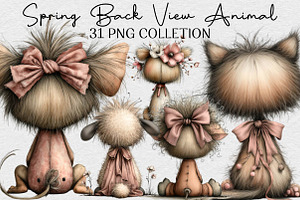 Whimsical Spring Back View Animal, an Illustration by DreamCafeArt