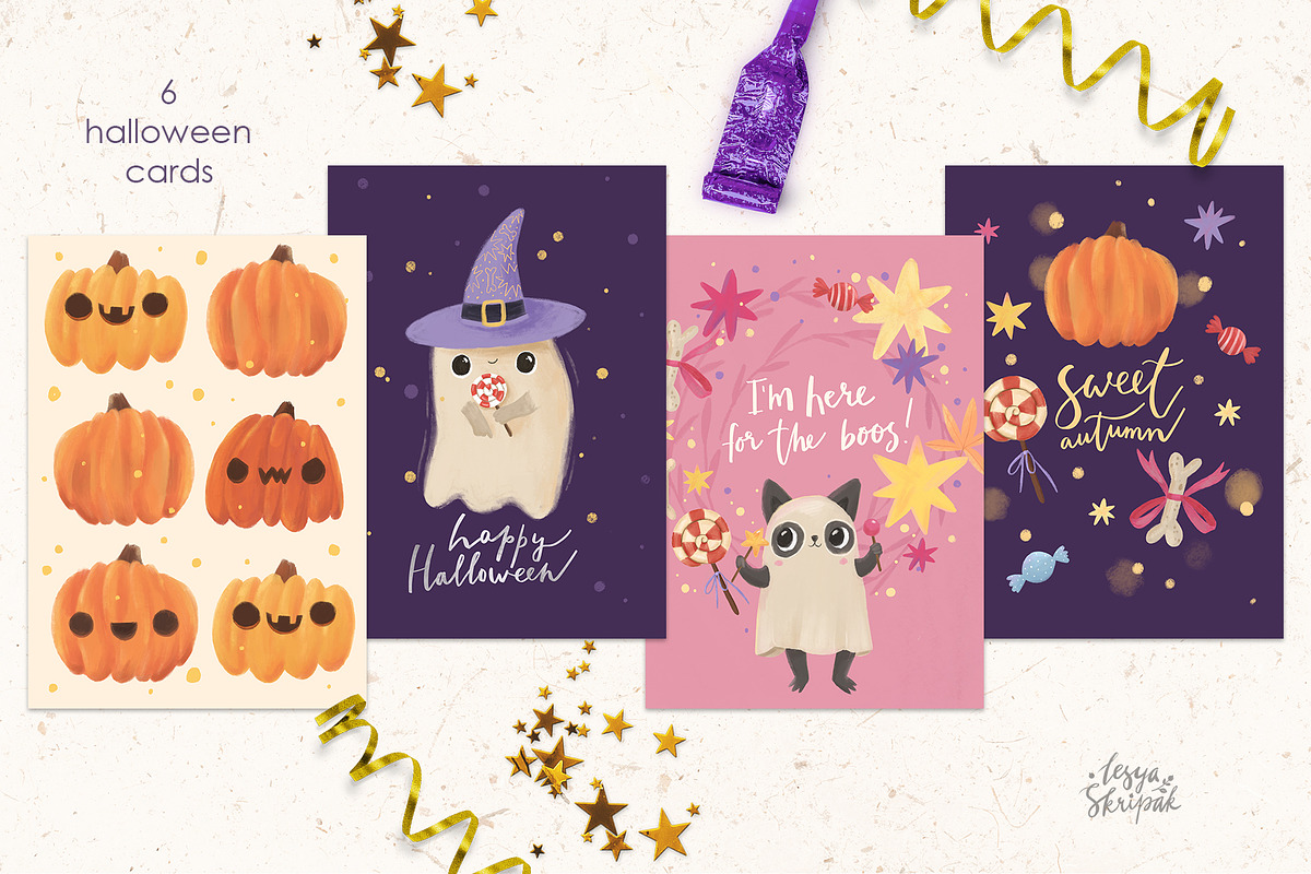 Cute Halloween clipart, an Animal Illustration by Lesya Skripak (Photo 3 of 8)