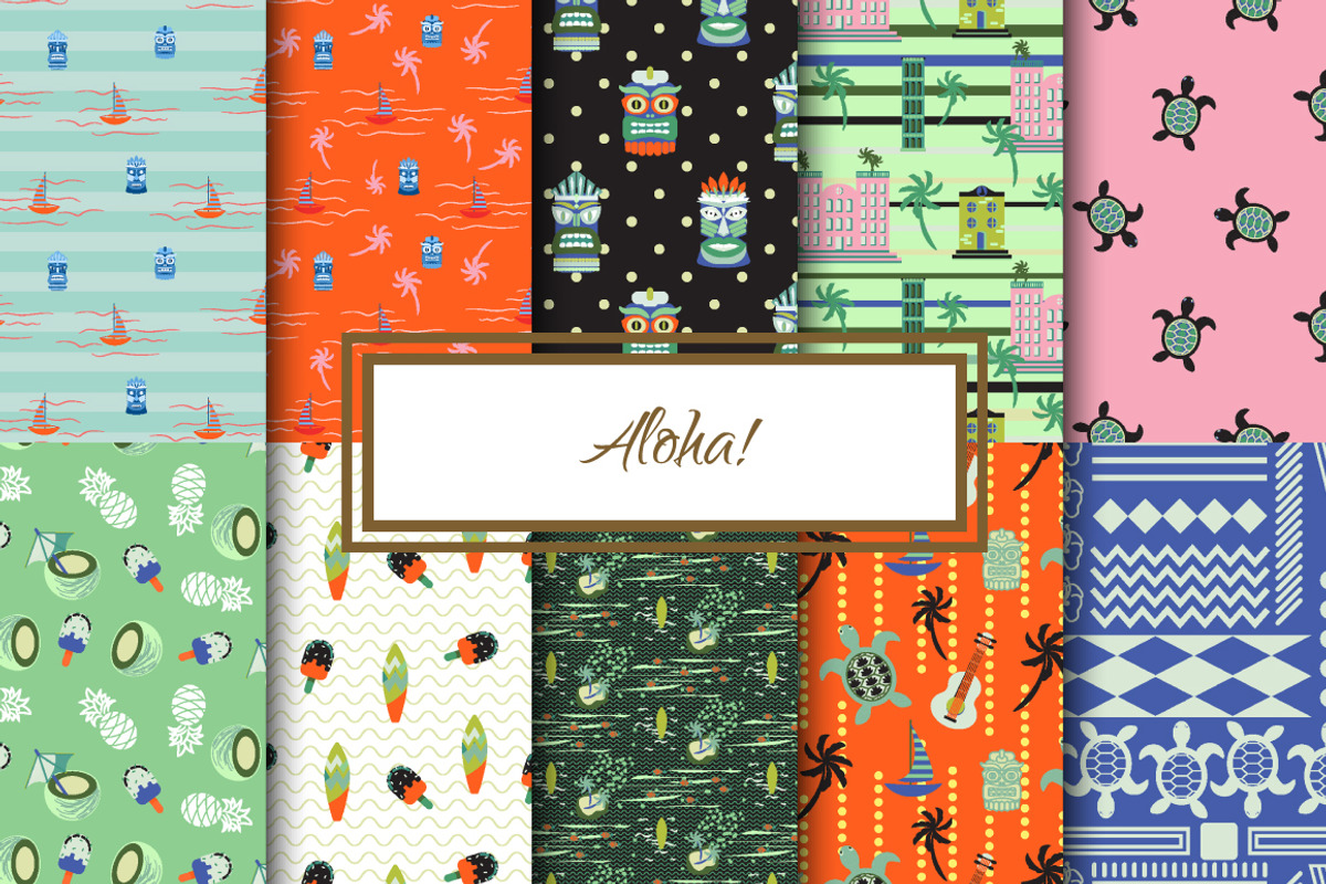 Aloha! Seamless Patterns Set, a Pattern Graphic by InaCorart (Photo 1 of 5)