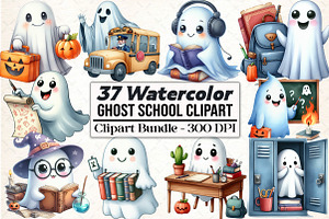 Ghost School Clipart PNG, an Illustration by DreamCafeArt