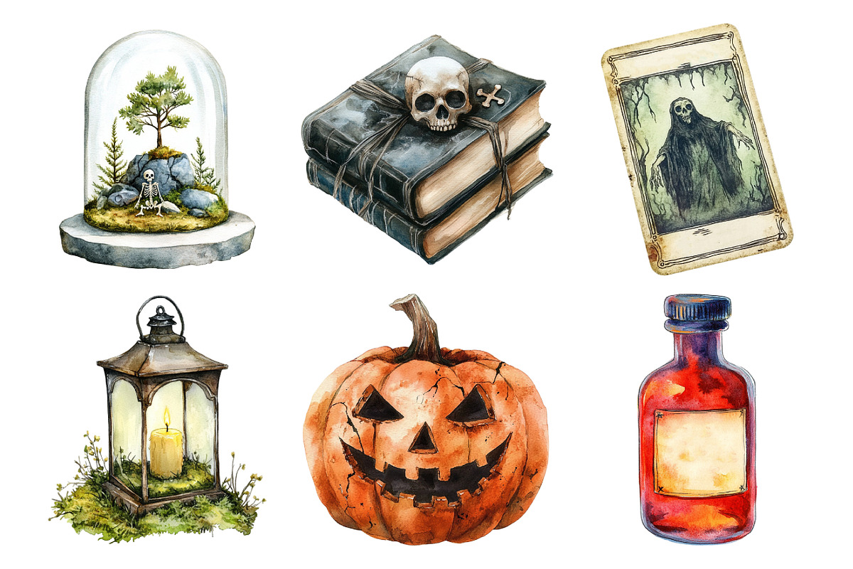 Vintage Creepy Halloween Clipart Bun, an Illustration by Daily.Designs (Photo 4 of 5)