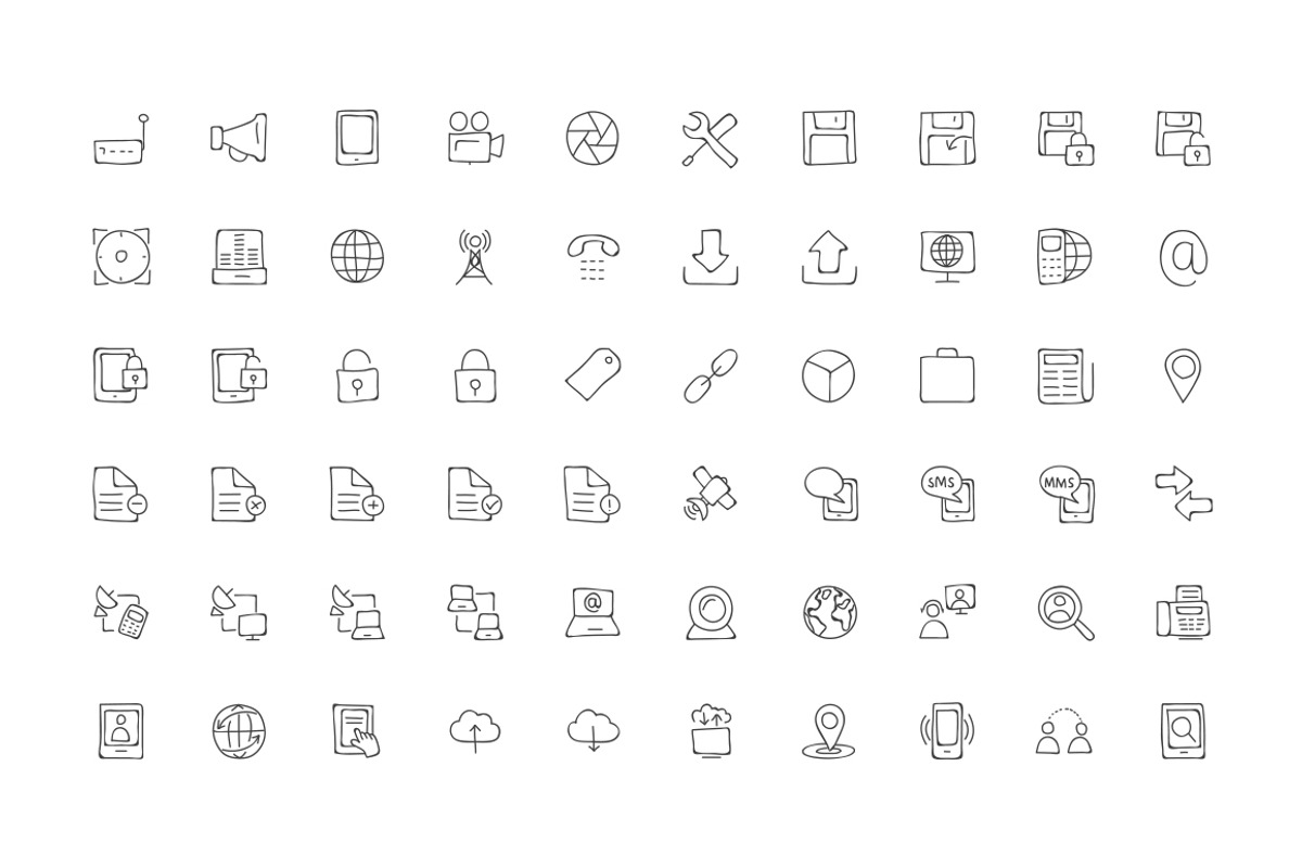 170 Media Hand Drawn Doodle Icons, an Outline Icon by Creative Stall (Photo 3 of 4)