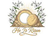 Empty Tomb He Is Risen T-Shirt Desig, a Seasonal Illustration by Ghagra (Thumbnail 2 of 7)