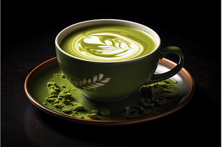 Matcha latte. Generate Ai, a Food & Drink Photo by Ylivdesign
