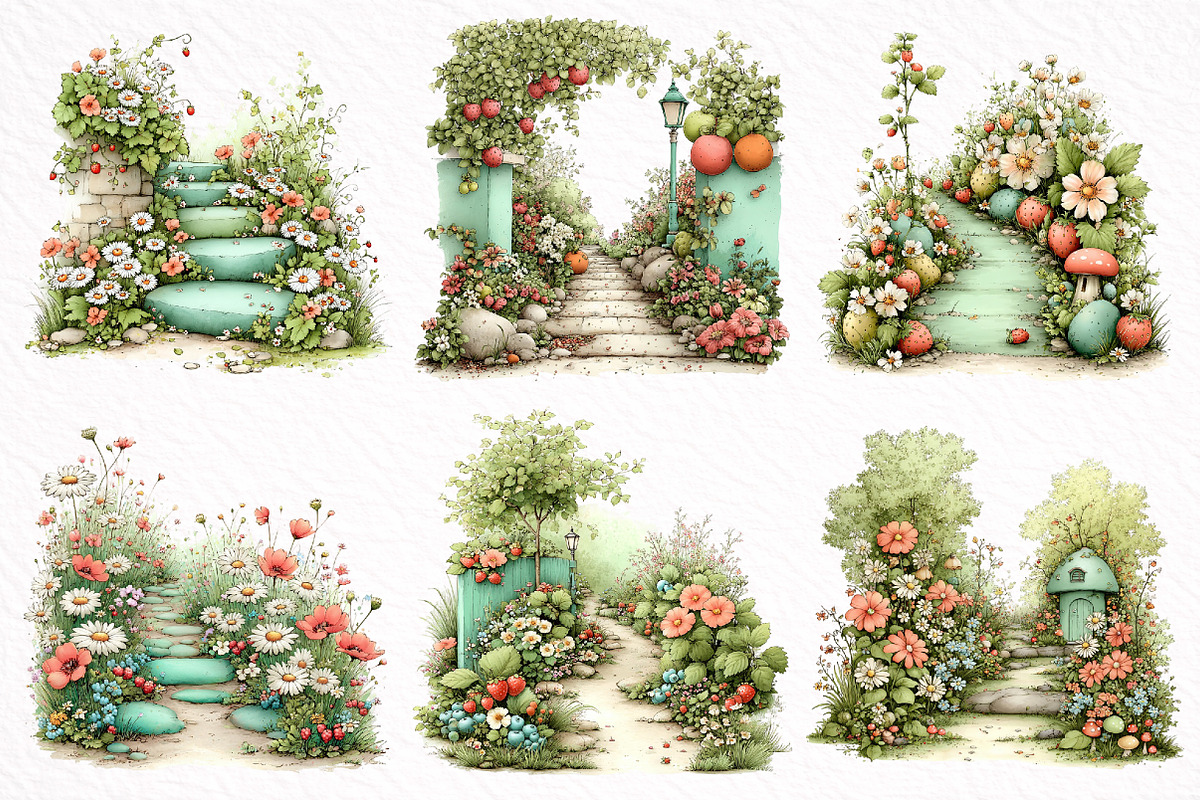 Whimsical Summer Pathway Clipart, an Illustration by DreamArtGraphic (Photo 3 of 8)