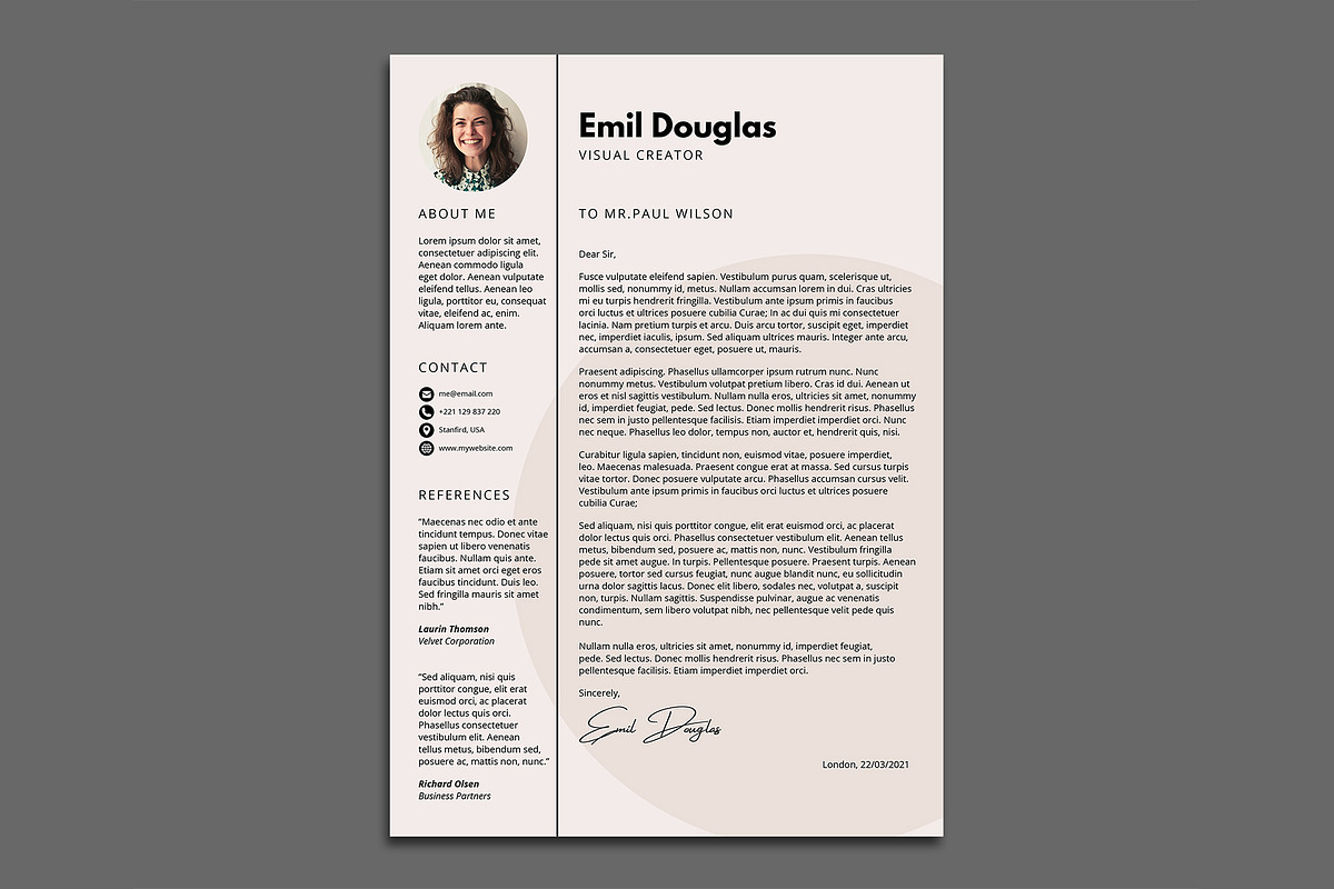 Soft Elegant Resume / CV Template, a Resume Template by velvetmade.designs (Photo 3 of 5)