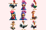 Rooster PNG Clipart Bundle, a Graphic by M9 Design (Thumbnail 5 of 9)