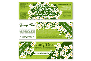 Vector Spring Time Floral Greeting Banners