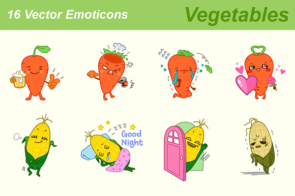 Vegetable Vector Emoticons