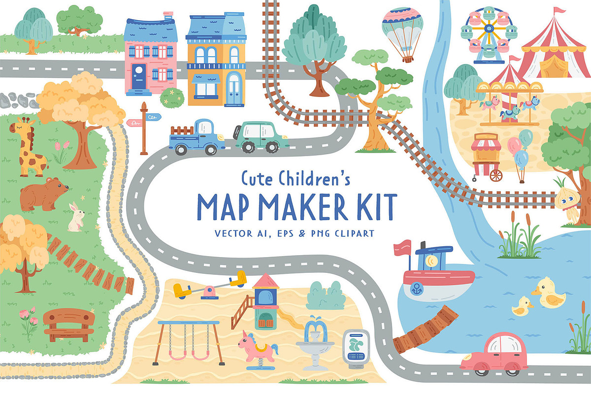 Cute Map Creator Kit, an Object Graphic by DesignerCandies