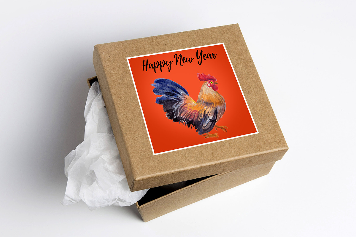 watercolor roosters family & 2017, an Animal Illustration by Graphobia (Photo 9 of 13)