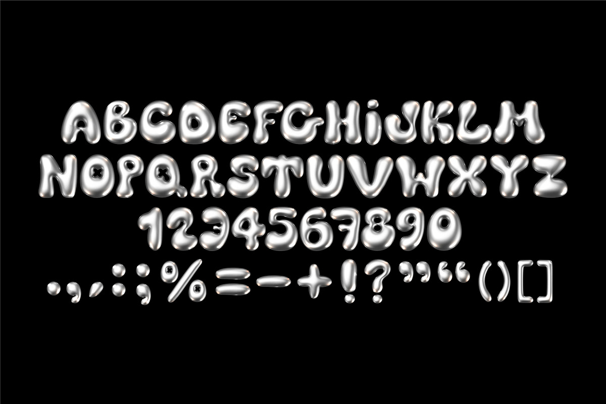BUBBLE SILVER 3D FONT, a Handwritten Font by BonkiStudio (Photo 2 of 4)