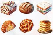 Bread Watercolor Cliparts, an Illustration by RobertsArt (Thumbnail 2 of 7)