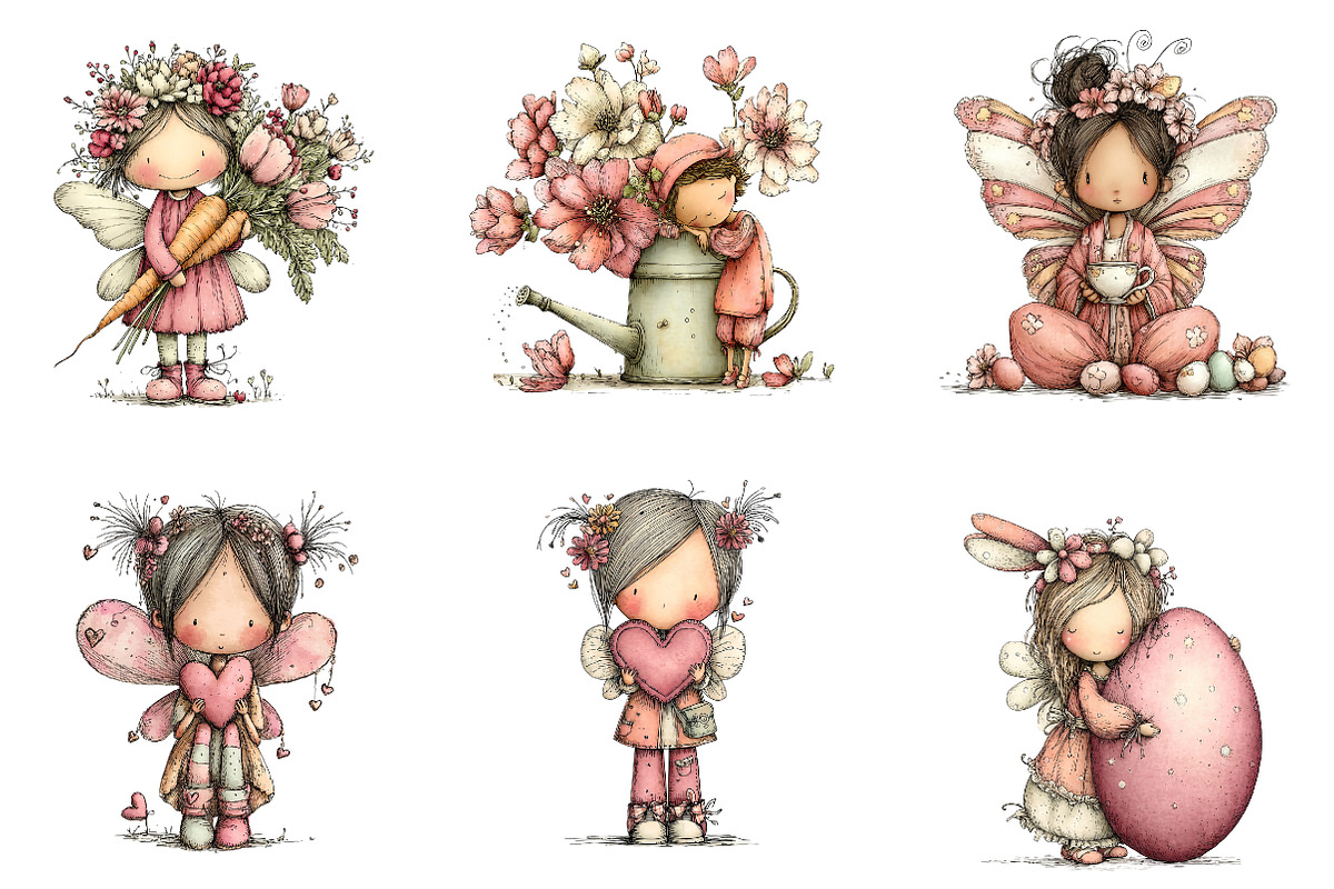 Whimsical Easter fairy Clipart, an Illustration by CreationArt (Photo 2 of 7)