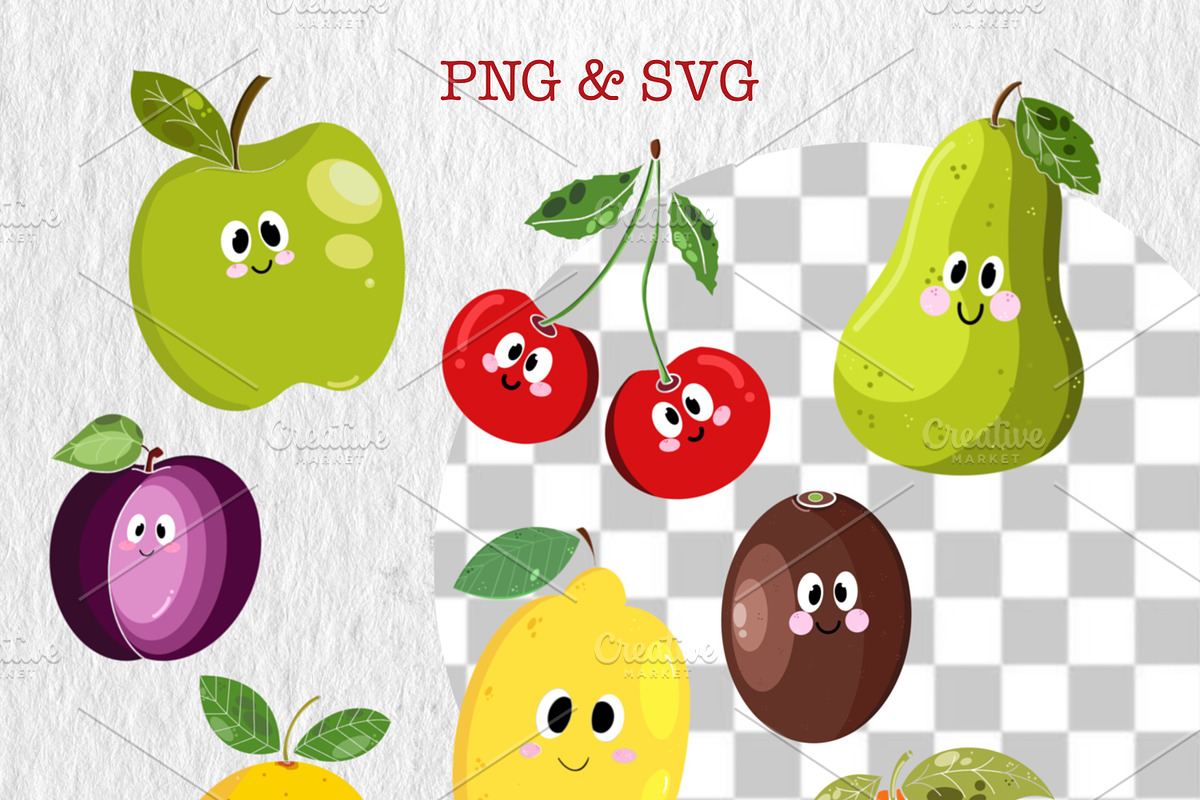 Fruit Friends clipart, an Icon by Oleksandra Illustrates (Photo 2 of 12)