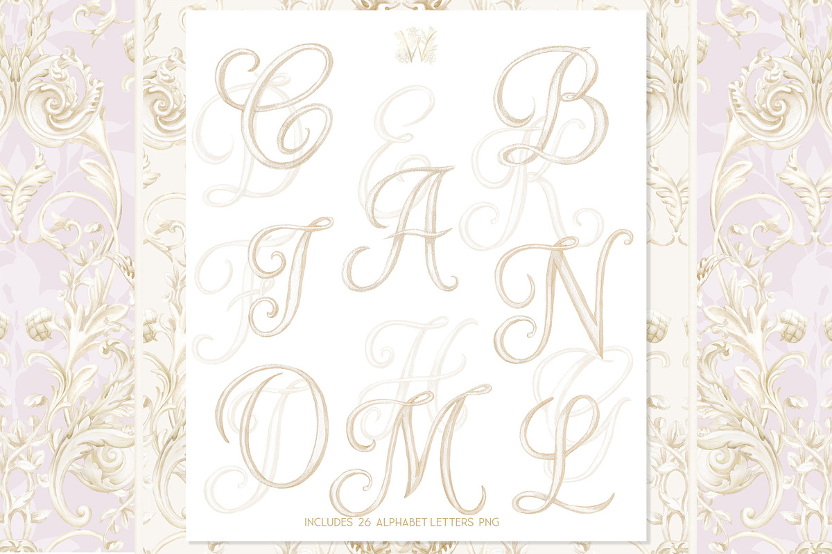 Floral crest hand drawn clipart, a Decorative Illustration by WonderWonder (Photo 3 of 6)
