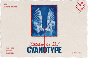 Red Embroidery&Cyanotype Collection, an Object Graphic by Hello Muse