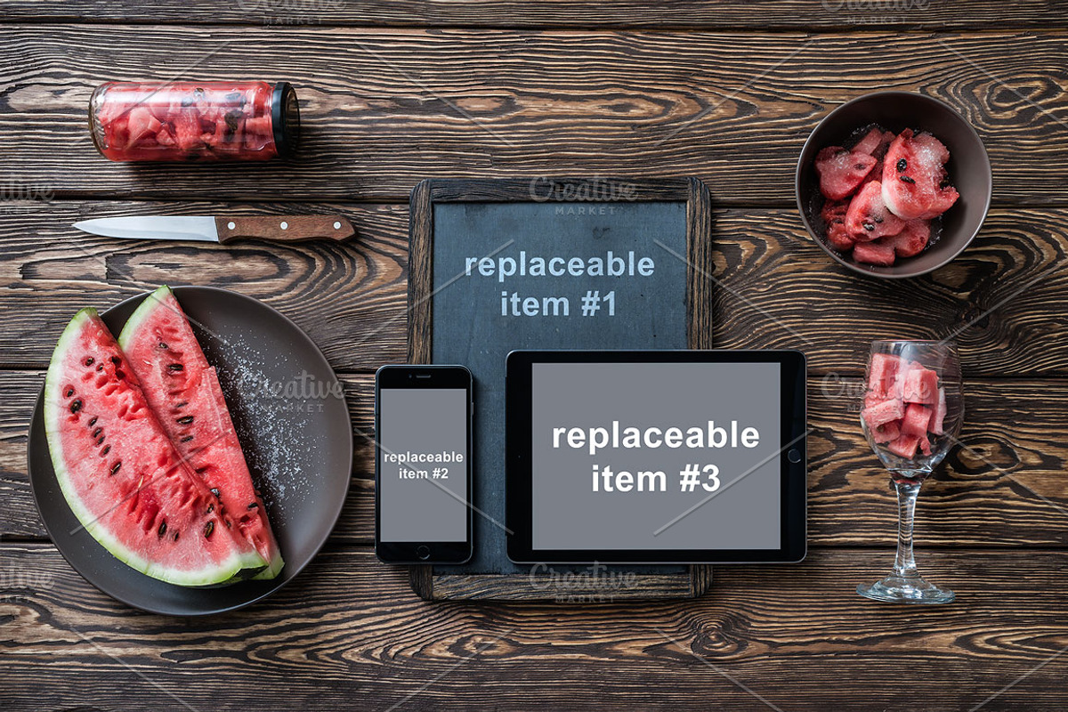 Iphone, Ipad and Chalkboard Mockup, an iPhone Mockup by mockupgeek (Photo 2 of 4)