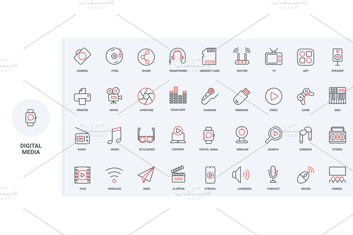 Digital gadgets entertainment icons, a Technology Illustration by Lemberg Vector