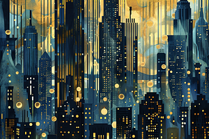 Art Deco Cityscape Night