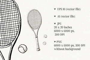 Tennis. Sketch And Patterns