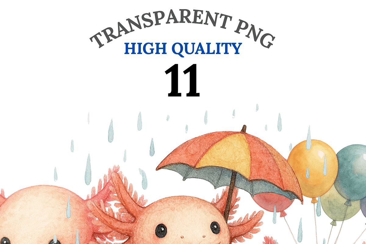 11 Axolotl Clipart, an Animal Illustration by Pati Charm Studio (Photo 1 of 8)