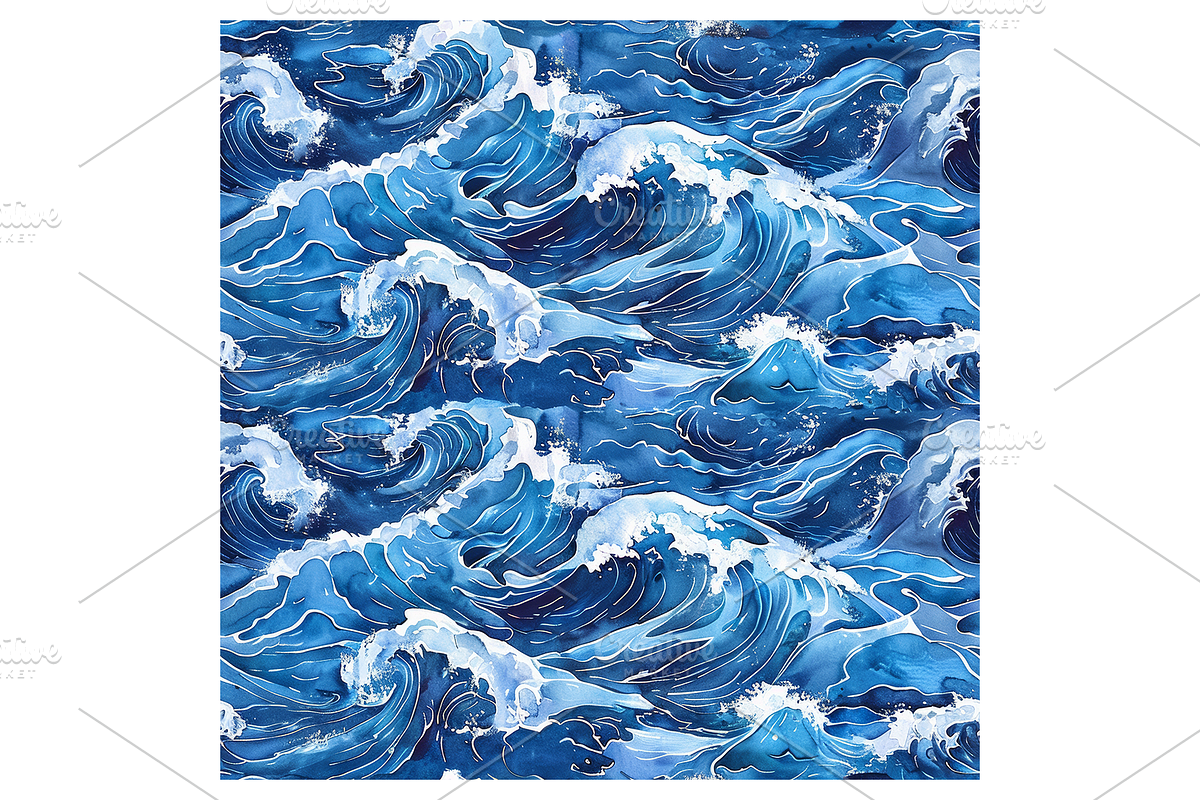 Watercolor Waves Digital Paper, a Pattern Graphic by Chromolume Studio (Photo 13 of 28)