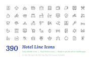 390 Hotel Line Icons, an Outline Icon by Vectors Market (Thumbnail 1 of 6)